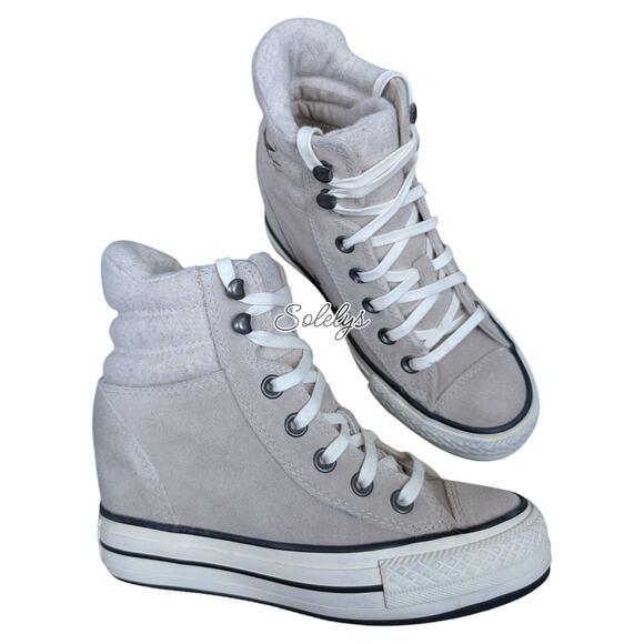 Converse 2016 Platform Plus Collar Suede Hidden Wedge Portrait Gray Sneaker 5.5 - Picture 11 of 11